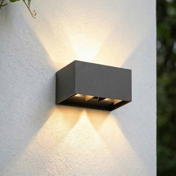 Applique da esterni a LED Nivar Lindby, Nero, Alluminio, Moderno, Applique LED da esterni