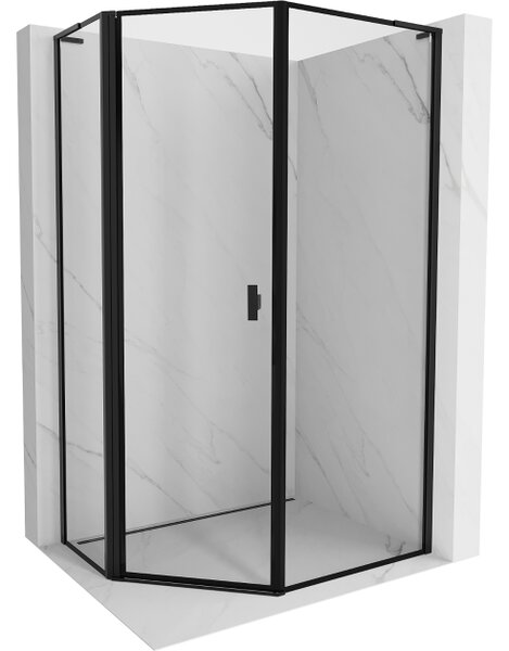 Mexen Mist L cabina doccia pentagonale asimmetrica a battente sinistra 80 x 100 cm, cornice nera, nera - 8A8L-080-100-70-70-L