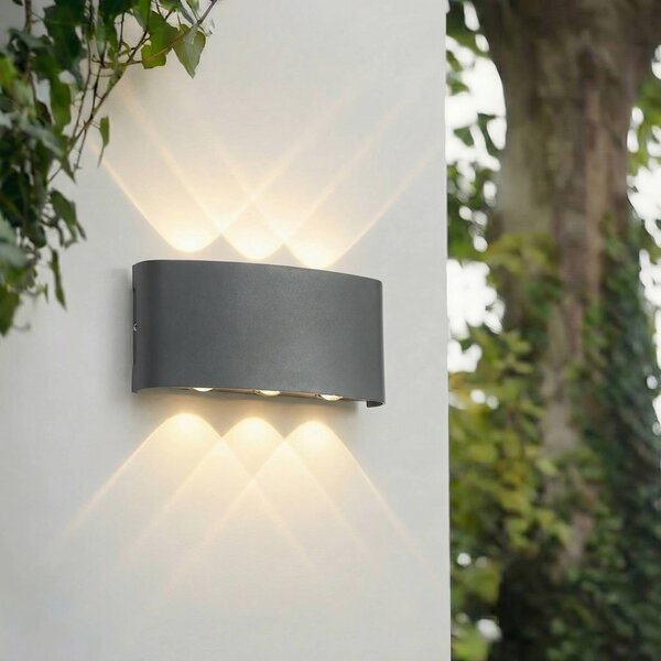Lindby Applique da esterni a LED Ithan, Nero, Alluminio, Moderno, Applique LED da esterni