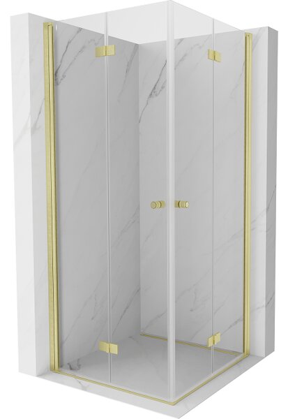 Mexen Mist-F Duo cabina doccia pieghevole 90 x 90 cm, trasparente, oro spazzolato - 8A6-090L-090P-55-00