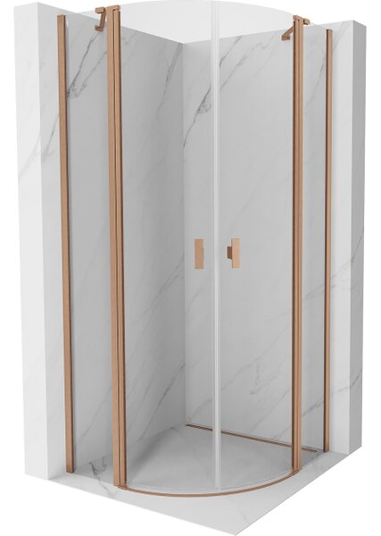 Mexen Mist cabina doccia semicircolare battente 80 x 80 cm, trasparente, rame spazzolato - 8A32-080-080-65-00