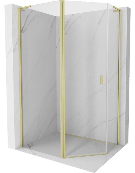 Mexen Mist L cabina doccia pentagonale asimmetrica a battente 100x80 cm, trasparente, oro spazzolato - 8A8L-100-080-55-00