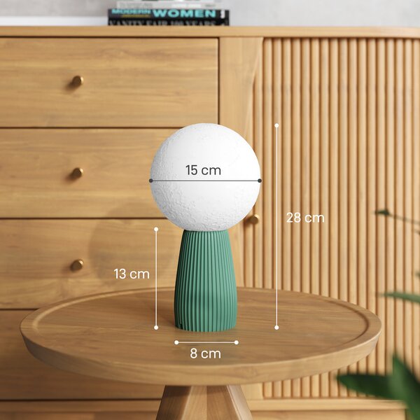 HOMCOM Lampada da Tavolo a Forma di Luna e 3 Colori con 10 Luminosità, in ABS, Ø15x28 cm, Bianco e Verde Scuro | Aosom Italy