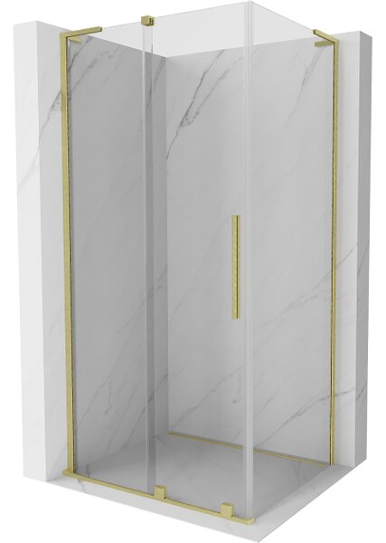 Mexen Velar L cabina doccia scorrevole 110 x 90 cm, trasparente, oro spazzolato - 871-110-090-03-55