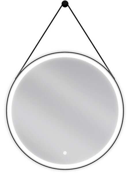 Mexen Reni specchio da bagno retroilluminato, rotondo 70 cm, LED 6000K, antiappannamento, cornice nera - 9812-070-070-611-70