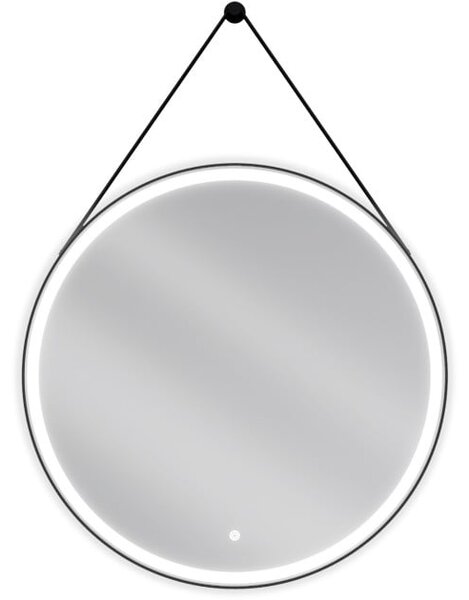 Mexen Reni specchio da bagno illuminato, rotondo 80 cm, LED 6000K, antiappannamento, cornice nera - 9812-080-080-611-70