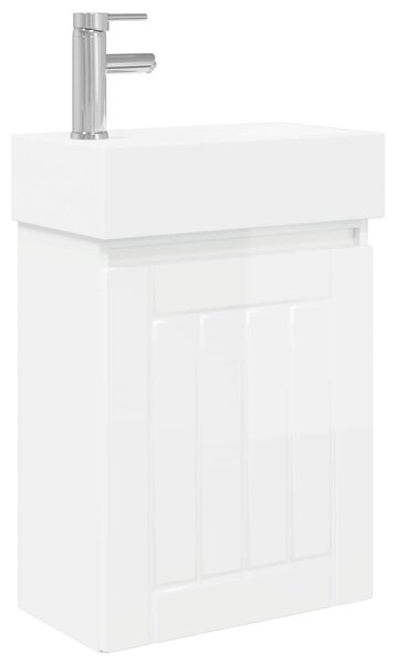Mobile bagno con rubinetto Bianco Lucido 45,5 x 25,5 x 84 cm