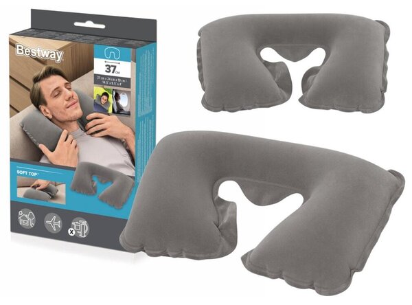 Cuscino da viaggio gonfiabile 46 x 28 cm Croissant Grigio Bestway 67006