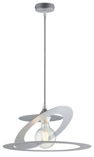 Sospensione Moderna 1 Luce Ferro Taglio Laser Argento Serie Geko