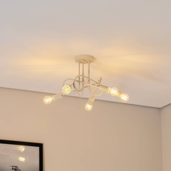 Plafoniera soffitto Oxford HELAM, dimmerabile, Crema / Ambra, Soggiorno / Sala da pranzo, Metallo, Plafoniera