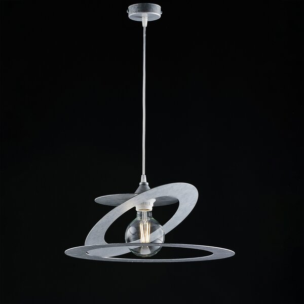 Sospensione Moderna 1 Luce Ferro Taglio Laser Argento Serie Geko