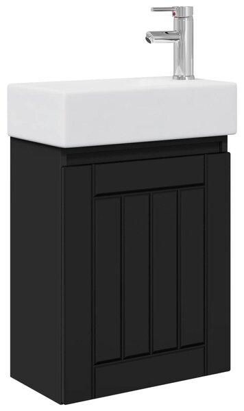 Mobile bagno con rubinetto Nero 45,5 x 25,5 x 84 cm