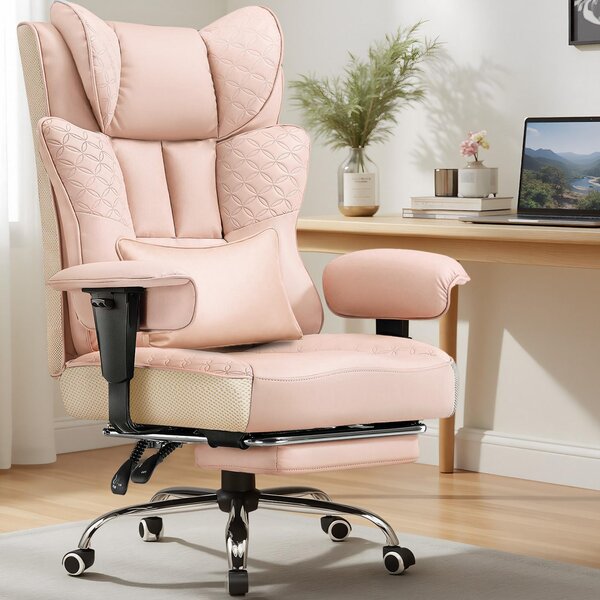 Sedia da gaming GTPLAYER, sedia da ufficio ergonomica con poggiapiedi, schienale e braccioli regolabili a 150°, sedia da computer/direzione, 180 kg, ROSA