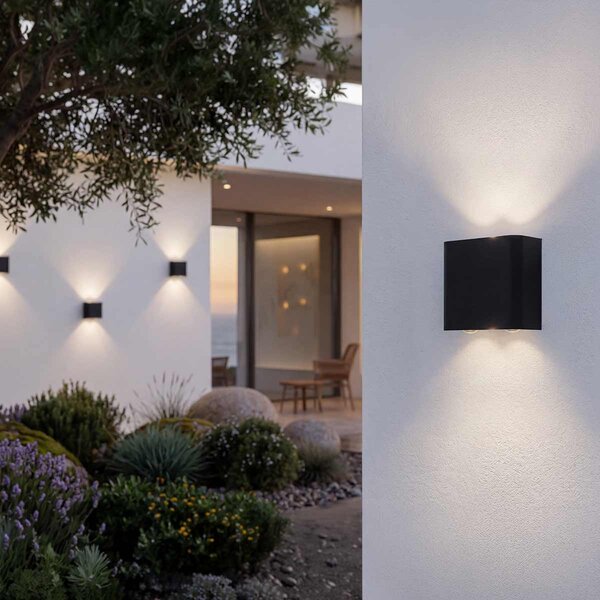 Applique da Parete Quadrata Bidirezionale 4W CCT IP54 Nera Colore Bianco Variabile CCT