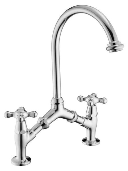 PB classic Rubinetto da cucina classico in stile retrò, cromato, con interasse variabile, 2 fori, 18-25 cm, 1208954351