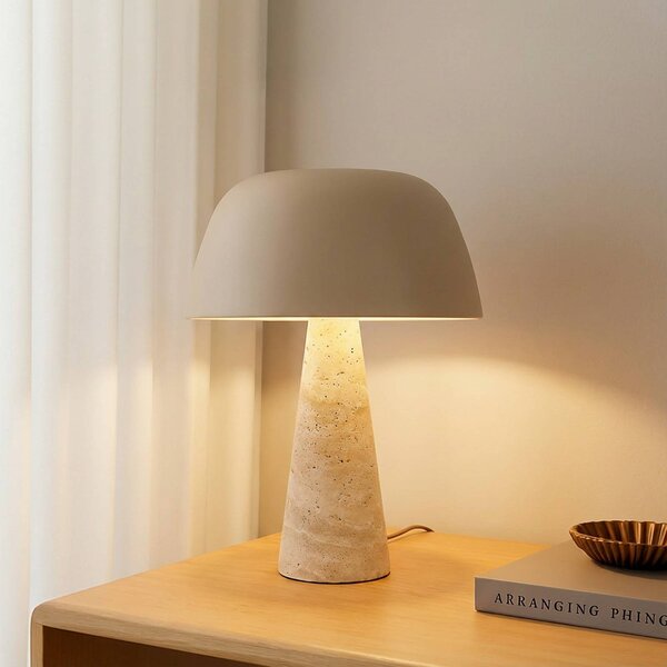 Lampada da tavolo Magritt Lindby, Crema / Ambra, Soggiorno / Sala da pranzo, Pietra, Moderno, Lampada da tavolo