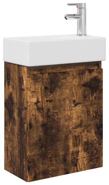 Mobile bagno con rubinetto Rovere Fumo 45,5 x 22,5 x 84 cm