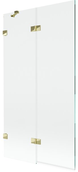Mexen Lunar paravento per vasca da bagno a 2 ante sinistro 100 x 150 cm, trasparente, dorato - 897-100-100-50-00-L