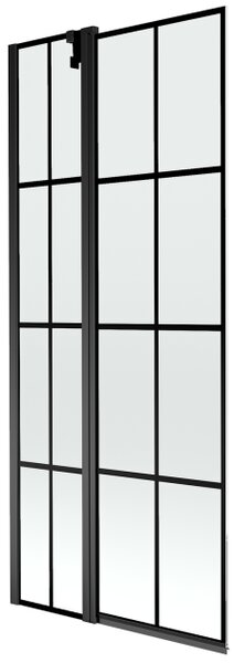 Mexen Flip paratia da bagno a 2 ante 80 x 150 cm, griglia nera, nero - 894-080-101-70-77