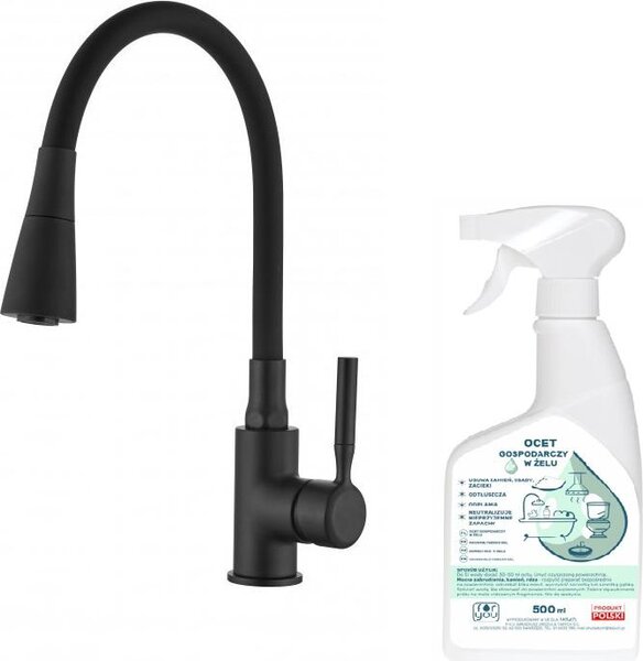 Rubinetto per lavello Pogo Plus nero BZ-80-P04 + gel di aceto domestico in omaggio