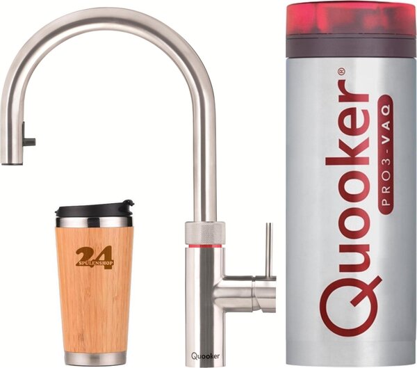 "QUOOKER Flex VAQ PRO3 miscelatore estraibile in acciaio inox con 100 °C (3XRVS)" (2 posizioni) miscelatore per lavello con funzione acqua bollente a 100 °C