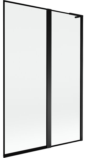 Mexen Mist L paravento vasca da bagno a 2 ante destro 120 x 150 cm, cornice nera, nero - 8A9L-120-011-70-70-P