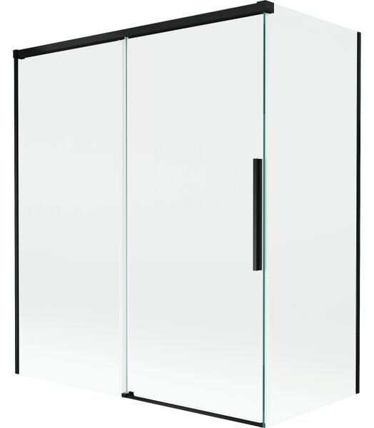 Mexen Rox paravento da bagno a 2 ante scorrevoli 140 + 70 x 150 cm, trasparente, nero - 8C9-140-070-70-00