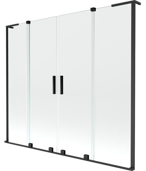 Mexen Velar L Duo paravento da vasca da bagno a 2 ante scorrevoli 170 x 150 cm, trasparente, nero - 896-170-003-02-70