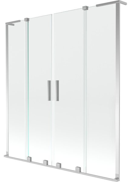 Mexen Velar L Duo paravento da vasca da bagno a 2 ante scorrevoli 140 x 150 cm, trasparente, cromo - 896-140-003-02-01