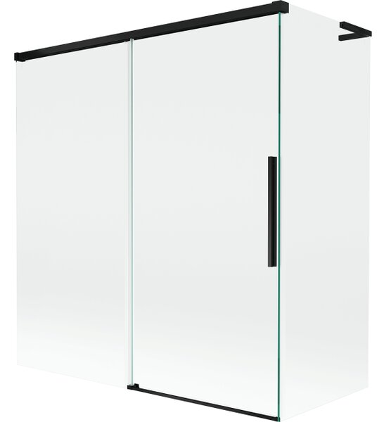 Mexen Rox L paravento da vasca a 2 ante scorrevoli 150 + 70 x 150 cm, trasparente, nero - 8C9L-150-070-70-00