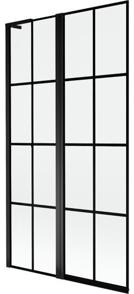 Mexen Mist L schermo per vasca da bagno a 2 ante sinistro 100 x 150 cm, griglia nera, nero - 8A9L-100-011-70-77-L