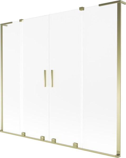 Mexen Velar L Duo paravento per vasca da bagno 2 ante scorrevoli 200 x 150 cm, smerigliato, dorato - 896-200-003-32-50