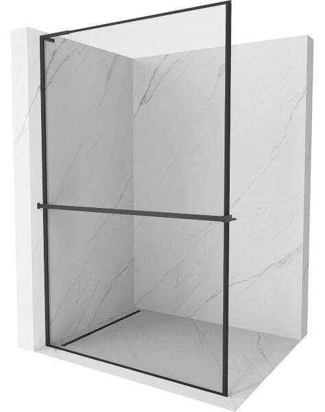 Mexen Kioto+ L parete doccia con mensola Walk-in 60 x 200 cm, cornice nera, nero - 800-060-123-70-70