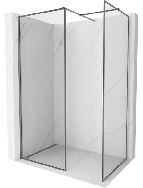 Mexen Kioto-F parete doccia Walk-in con cornice 125 x 100 cm, trasparente 8 mm, gun metal - 800-125-202-04-95-100