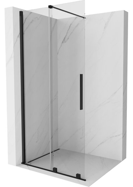 Mexen Velar parete doccia scorrevole Walk-in 75 x 200 cm, trasparente 8 mm, nera - 871-075-000-03-70