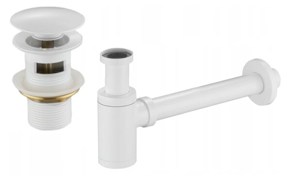 Mexen Piletta di Scarico Lavabo Rotonda con Tappo Click-Clack, con Troppo Pieno, Bianco - 7992050-20