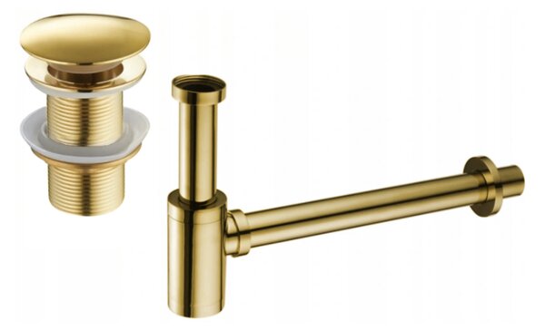 Mexen semisifone lavabo rotondo con tappo clic-clac, senza troppo pieno, dorato - 7991050-50