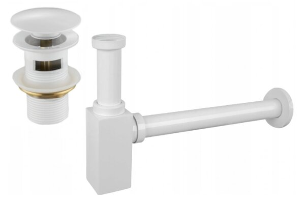 Mexen semisifone lavabo quadrato con tappo clic-clac, con troppopieno, bianco - 7992060-20