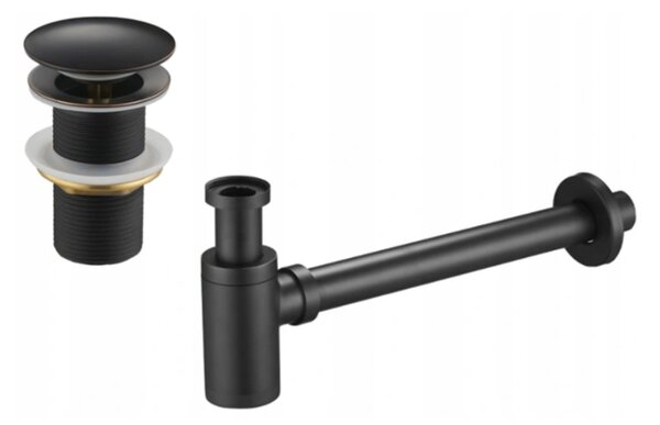 Mexen semisifone lavabo rotondo con tappo clic-clac, senza troppo pieno, nero antico - 7991050-79