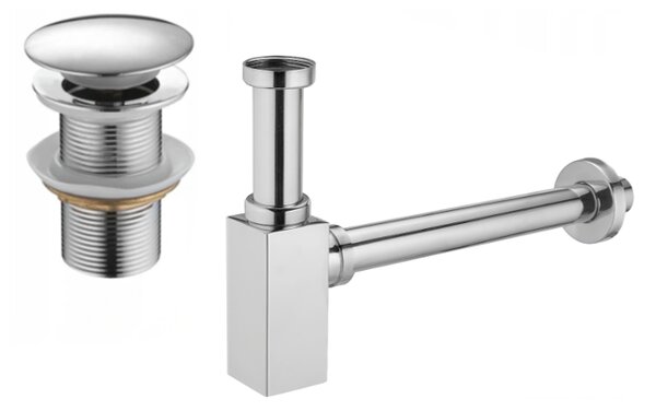 Mexen semisifone lavabo quadrato con tappo clic-clac, senza troppopieno, cromato - 7991060-00