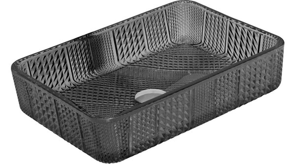 Mexen Akra lavandino in vetro da appoggio 46 x 33 cm, nero - 24024670