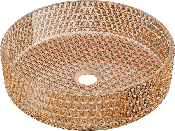 Mexen Aura lavabo da appoggio in vetro 39 x 39 cm, oro rosa - 24013968