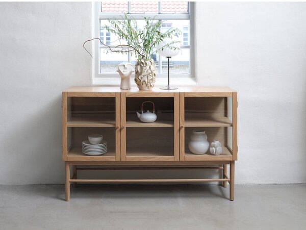 Vetrina in legno di quercia di colore naturale 88x140 cm Elba - Unique Furniture