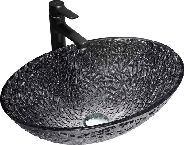Mexen Goa lavandino da appoggio in vetro 50 x 36 cm, nero - 24085070