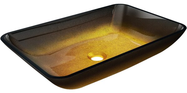 Mexen Megan lavabo in vetro da appoggio 56 x 36 cm, oro scuro - 24135651