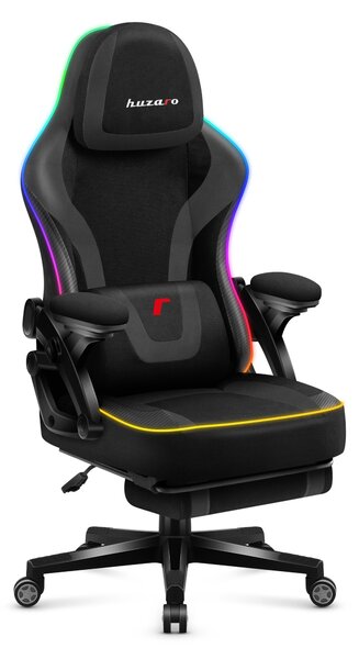 Huzaro Force 4.6 RGB | LED Gaming Chair Sedia ergonomica per PC | Music Sync | Poggiapiedi Funzione dondolo Schienale regolabile | fino a 130 kg | Nero