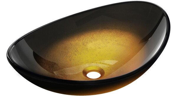 Mexen Sonia lavabo da appoggio in vetro 54 x 37 cm, oro scuro - 24145451