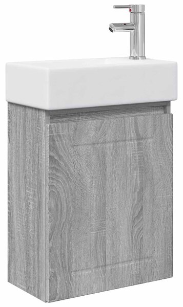 Mobile bagno con rubinetto Sonoma grigio 45,5 x 25,5 x 84 cm