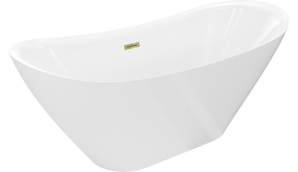 Mexen Lotos vasca da bagno indipendente 150 x 75 cm, bianca, troppopieno dorato - 52051507700-50