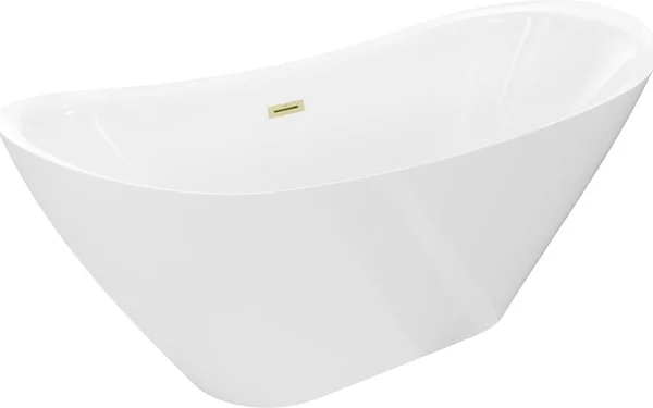 Mexen Lotos vasca da bagno indipendente 160 x 75 cm, bianca, troppopieno oro spazzolato - 52051607700-55